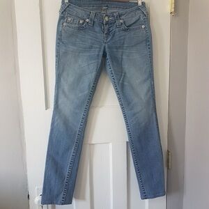 True Religion Mid Rise Basic Skinny Denim Jeans Light Wash Sz 26
